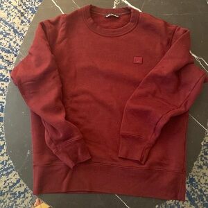 Acne studios size large classic fit sweatshirt in burgundy